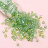 Cuentas de vidrio doméstico de 4 mm para arroz, doble color aurora, cuentas de doble punta, hilo de oro, cuentas hechas a mano para pulsera DIY, accesorios de material
