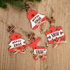 Amazon Explosions Cross-border Christmas Hollow Pendant Elk Small Tree Bell Hollow English Christmas Tree Wooden Hanging