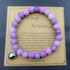 Com Cartão 8mm Pulseira de Contas Pedra Zebra Rosa Presente de Feriado Homens e Mulheres Pulseira de Contas Coração de Amizade Atacado Estilo Quente