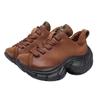 Sapatos Torre de sola grossa Casual Couro genuíno feminino para todos os jogos Retro Leve com cadarço Calçados esportivos femininos 2024 Outono e inverno Novo na moda