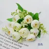 Flores artificiales para decoración del hogar, flores falsas transfronterizas, arreglos florales de escritorio, decoraciones de boda, ramo de 10 cabezas de capullos de rosa de té de primavera