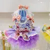 Vestido Pet Pintura a Óleo Dopamina Tule Saia Bufante Lolita Verão Cachorro Pequeno Roupa para Pet Vestido Princesa Yorkshire