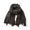 Bufanda de Algodón y Lino Otoño e Invierno Nuevo Estilo Artístico Plisada Retro Hecha a Mano Teñido Sucio Color Sólido Transfronteriza Comercio Exterior Bufanda para Hombre