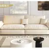 Sofá de Tela Resistente a Arañazos Color Crema, Sofá de Piel Genuina, Sala de Estar Apartamento Pequeño Moderno Minimalista Doble Fila Recta Sofá Velero