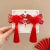 Accesorios para el Cabello Rojos de Año Nuevo, Pasadores Festivos para Niñas Estilo Antiguo, Pasadores de Año Nuevo para Niñas Pequeñas, Tocados Estilo Chino Dinastía Han para Niños