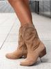 Dropshipping Inverno 2022 Novo Modelo Salto Médio 40-43 Camurça Floral Decote Baixo Botas Femininas Tendência