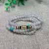 Pulsera de Ágata Multicírculo Hierba Acuática Calcedonia Marina Tres o Cuatro Círculos Pulsera de Seis Caracteres Palabras Verdaderas Fila de Mano Circular para Hombres y Mujeres