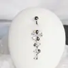 Venta Caliente Transfronteriza Anillo para Ombligo Forma de Flor Gota con Pedrería Incrustada Anillo de Ombligo Acero Inoxidable Aleación de Titanio Adorno de Ombligo Joyería de Perforación al por Mayor