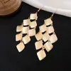 Pendientes de Gancho Metálicos Mate con Borla de Rombos Transfronterizos Europeos y Americanos Pendientes de Moda Simples Retro Pendientes de Lujo Ligero de Alta Gama para Mujer