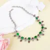 Conjunto de Colar e Brincos de Zircônia Cravejados com Diamantes Estilo Europeu e Americano Conjunto de Joias de Luxo com Design Oval para Mulheres