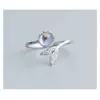 Anillo de Cola de Pez de Diamante Sirena Lágrima Zirconia Estilo Coreano Estilo Ins para Mujer Nicho Elegante Moderno Anillo de Piedra Lunar Personas de Moda