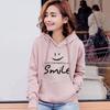 Sudadera con capucha de terciopelo de otoño e invierno de nueva llegada transfronteriza para mujer talla grande estudiante holgada con estampado de letras uniforme de clase top chaqueta