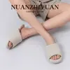 Pantuflas de algodón y lino de punta abierta, de tacón alto, para hombre y mujer, para casa, interiores, silenciosas, antideslizantes para pisos de madera, lino