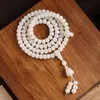 Pulseira de Raiz de Bodhi de Jade Branco Natural com Pingente de Mão de Buda, Contas de Oração Portáteis de 108 Contas, Joias Unissex para Atacado