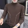 Ropa interior térmica con forro de terciopelo, engrosada y cálida, camiseta base unisex con cuello semi-alto, camiseta de manga larga de color liso, top de otoño