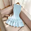 2026 Vestido Azul de Pastel sin Mangas Estilo Francés Elegante Cuello Redondo Ajustado Transfronterizo AliExpress 2026 Vestido