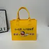 Bolsa de fieltro de gran capacidad con cremallera, bolsa tote de dibujos animados de conejo, bolsa de compras de fieltro, bolsa de hombro única de fieltro con tapa