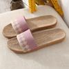 Pantufas de Linho 2025 Femininas Verão Casa Interior Barraca Pantufas de Casal Chão Silencioso Confortável Absorvente de Suor Pantufas Masculinas