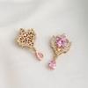 Colgante de Corazón de Circonita Incrustada Relleno de Oro de 14K Hecho a Mano DIY Pulsera de Cristal Collar Abalorios Accesorios de Joyería Colgante