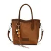 Bolso de Mano de Felpa Gamuzada para Mujer 2026 Nuevo Otoño Retro Commute Bolso de Hombro Único Bolso Cubo Cruzado Maillard