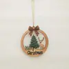 Pingente de Madeira de Natal Criativo Redondo Papai Noel Boneco de Neve Decoração de Natal Pingente Adereços para Pingente Atacado