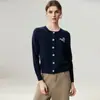 Otoño/Invierno Nuevo Suave Agradable a la Piel Cuello Redondo Mezcla de Cachemira Intarsia Arándano de Botones Individuales Manga Larga Venta al por Mayor Transfronteriza Cárdigan