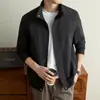 Yingao Chaqueta de Hombre Estilo Old Money con Cuello Alto Otoño Casual de Negocios Abrigo de Color Sólido Chaqueta Transfronteriza con Cremallera para Hombre
