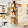 Lindo frasco de almacenamiento, sellado y a prueba de polvo, exhibición y colección de mini figuras de juguete de moda, caja de almacenamiento transparente redonda de caja sorpresa