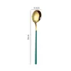 Cuchara Redonda de Acero Inoxidable Estilo Coreano Cuchara Jingle Celebridad de Internet Cuchara de Mango Largo Casera para Tremella y Nido de Pájaro Cuchara para Postre de Boda