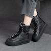 Shanghai Jiejie Inverno Novas Botas de Algodão Quente Biqueira Redonda Sola Grossa Botas Curtas Femininas com Couro de Vaca Design Simples Sapatos Femininos