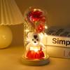 Adorno de oso de peluche con flor eterna transfronteriza, cubierta de cristal, hoja de oro, láser, rosa, regalo de Navidad, Halloween y cumpleaños.