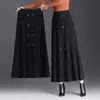 Saia de Tricô Casual Estilo Coreano com Botões Linha A para Mulheres Nova Coleção Outono e Inverno 2025 Saia Elegante que Molda o Corpo Saia de Lã de Comprimento Médio