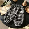 Pantalones casuales de cuadros nuevos 2026, pantalones deportivos con forro polar, ropa de otoño e invierno para niños, leggings de invierno estilo coreano para niñas