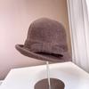 Gorro de pescador de lana Hepburn para mujer, de invierno, con lazo sencillo, cálido y de punto.