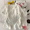 Tiro real de fábrica original serie de algodón nube de verano con cuello en V conjunto de traje de manga corta conjunto de pijama para mujer ropa de casa