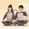 Pijamas de Algodón Puro para Niños, Conjunto de Ropa Interior Térmica para Niños, Conjunto de Ropa Interior Térmica para Niñas, Conjuntos Térmicos de Top y Pantalón para Adolescentes