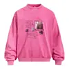 Moletom Esportivo Criativo com Grafite de Letras e Gola Redonda para Homens, Casual High Street Tendência Solto Pulôver para Primavera e Outono