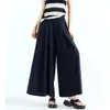 Calça Pantalona Rosa Preguiçosa e Relaxada para Mulheres, Verão Fina e Fluida Solta de Cintura Alta Emagrecedora Casual Cropped