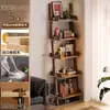 Estantería trapezoidal de madera maciza, estantería de pie, expositor para sala de estar, montado en la pared, estante de almacenamiento simple para el hogar, librería de múltiples niveles