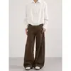 Comércio Exterior Design Desconstruído Retrô Americano Calça Cargo Lavada para Homens e Mulheres Solta Casual Plissada Reta Calça Caída