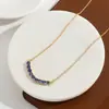 Colar de Aço Titânio Sete Cores Sorriso Super Brilhante Totalmente Cravejado com Micro Pedras para Mulheres Moda Exquisito Versátil Toque de Luxo Corrente Clavicular