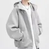 Moletom com zíper duplo e tecnologia air-layer, peso pesado, estilo americano, para homens e mulheres, top casual rígido e de caimento solto, jaqueta oversized