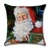 Nuevo 2022 Decorativo Navideño Lino 45x 45 Estampado Santa Dibujo Animado Coche Sofá Almohada Transfronterizo