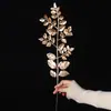 Exclusivo Transfronterizo Hoja de Oro Flor Artificial Escena Arreglo Hogar Decoración Flor Artificial Hoja de Abanico Boda Hoja de Ginkgo Pluma de Pavo Real