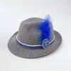 Venta al por mayor del fabricante Sombrero de fieltro gris alemán para Jazz Oktoberfest Sombrero de fieltro no tejido con pluma Sombrero de escenario