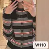 Suéter de punto a rayas con bloques de color, cuello redondo, diseño de otoño e invierno estilo coreano, cárdigan de manga larga para mujer, frente de botones, corte ajustado, top versátil