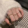Francés lujo ligero de alta gama personalidad cadena amor femenino ins anillo liso Super Flash anillo exquisito abierto temperamento de chica hermoso