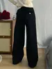 Jeans Pretos Novos de Perna Larga para Mulheres 2025, Primavera/Verão, Cintura Alta, Emagrecedor, Solto, Caimento Fluido, Calças Retas de Comprimento Total, Outros de Algodão