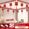 Conjunto de Decoração de Quarto de Casamento para Decoração do Teto do Noivo, Novo Quarto e Sala de Estar da Noiva, Decorações Penduradas com Caractere 'Dupla Felicidade', Guirlandas de Casamento