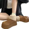 Botas de Nieve de Moda con Suela Gruesa de Gamuza para Mujer 2026 Invierno Personas Bajas Calidez Más Terciopelo Engrosado Plataforma Birkenstock Zapatos de Algodón